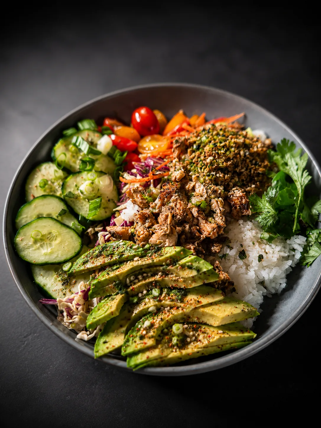 Miso Salmon Rice Bowl with Garden Herbs